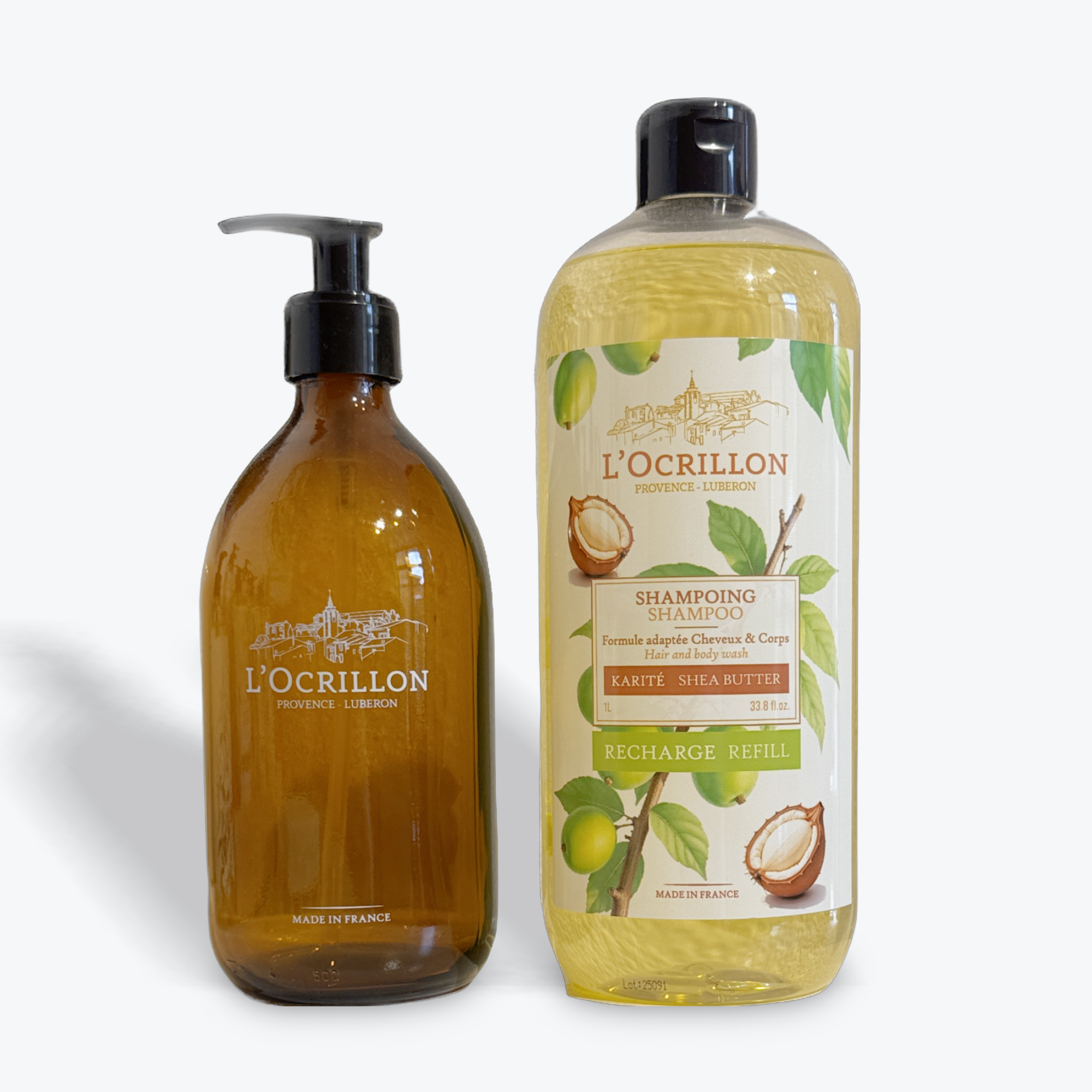 Flacon verre siglé L'Ocrillon doré 500ml