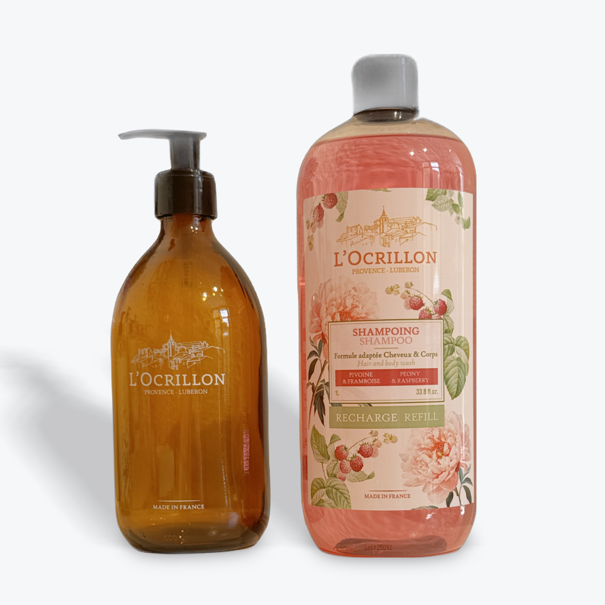 Flacon verre siglé L'Ocrillon doré 500ml