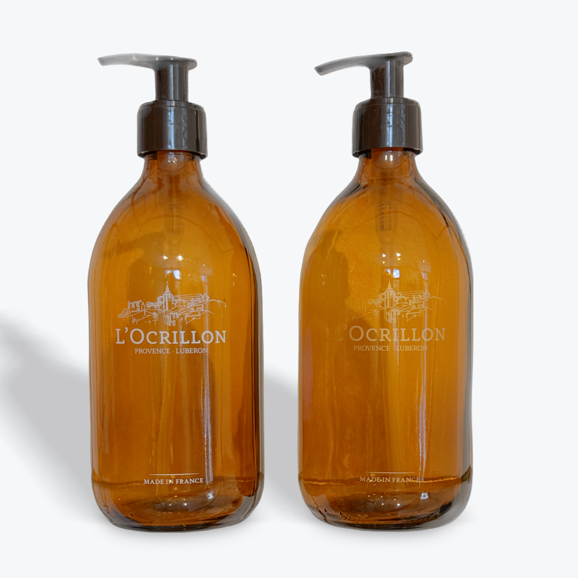 Flacon verre siglé L'Ocrillon doré 500ml