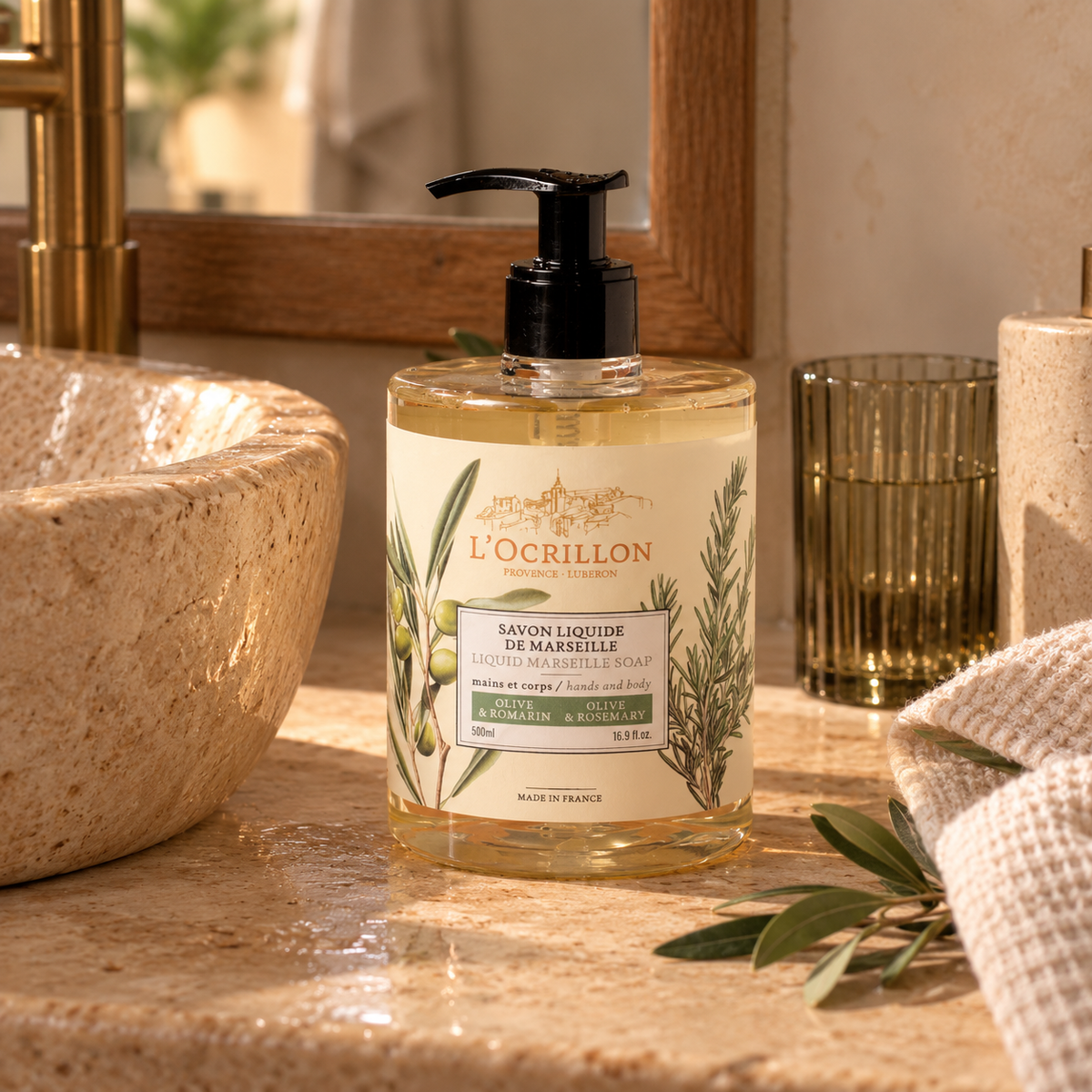 Marseille liquid soap with olive and rosemary